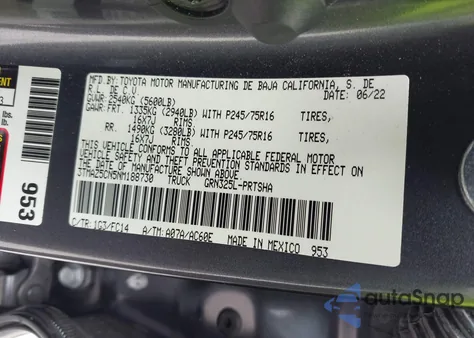 2022 Toyota Tacoma Sr5 V6 из США, поврежденный, VIN 3TMAZ5CN5NM188730